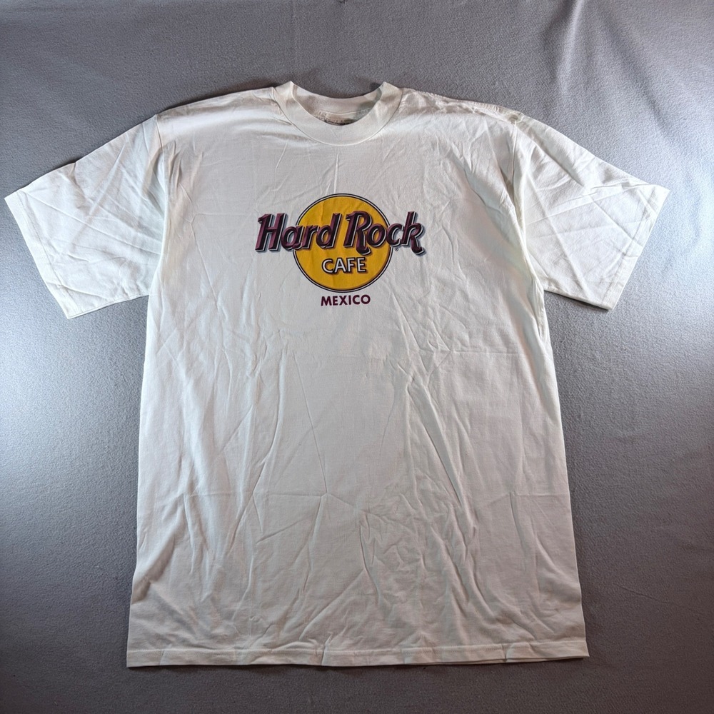 Hard Rock Cafe Mexico White Graphic T-Shirt Mens XL Vintage Style Logo Tee